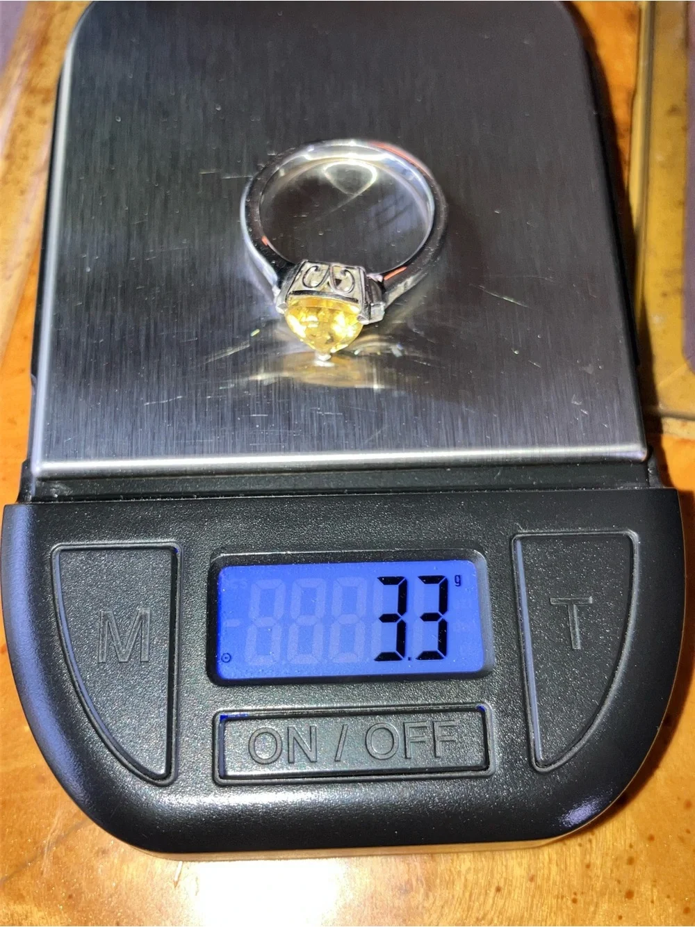 Golden Apatite Moissanite Ring Size 8